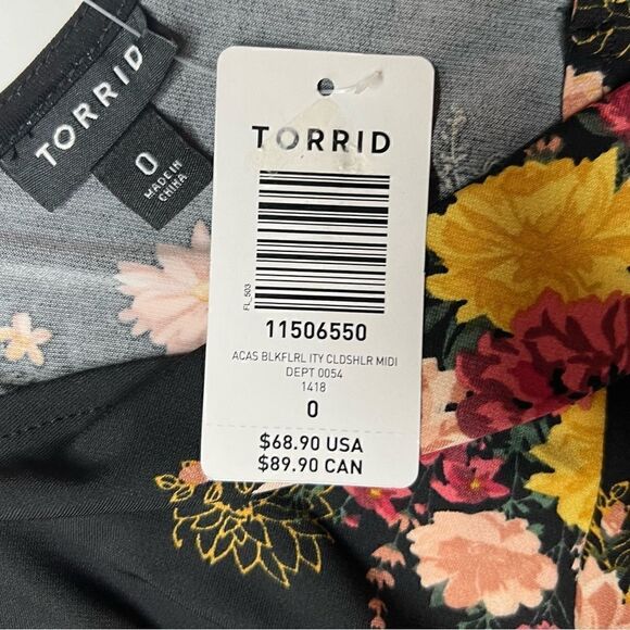 Torrid Black Floral Studio Knit Midi Dress Size 12 NWT - Picture 5 of 9